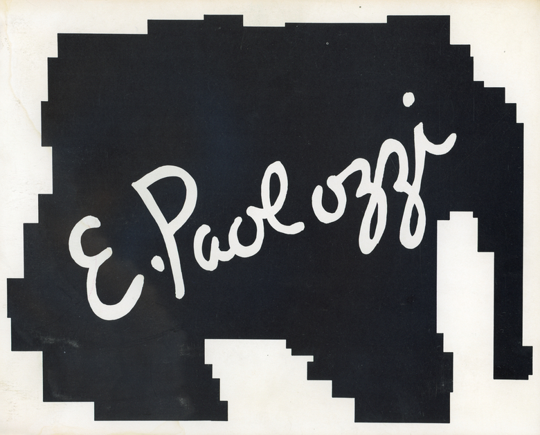 Elephant silhouette with Paolozzi signature