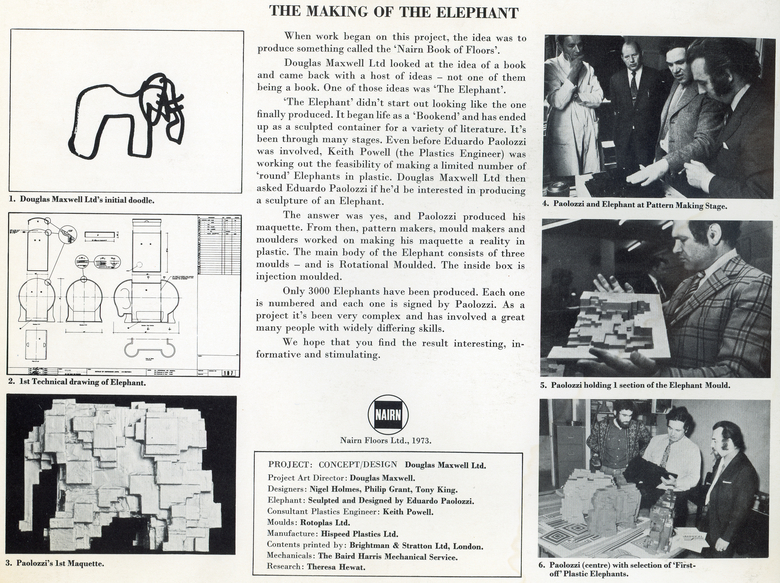 The making of the elephant - Paolozzi brochure with notes and designs.